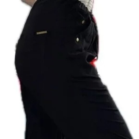 Michael Kors Black Cargo Pants with Gold Accoutrements, Shiny and Super Soft - Picture 11 of 13